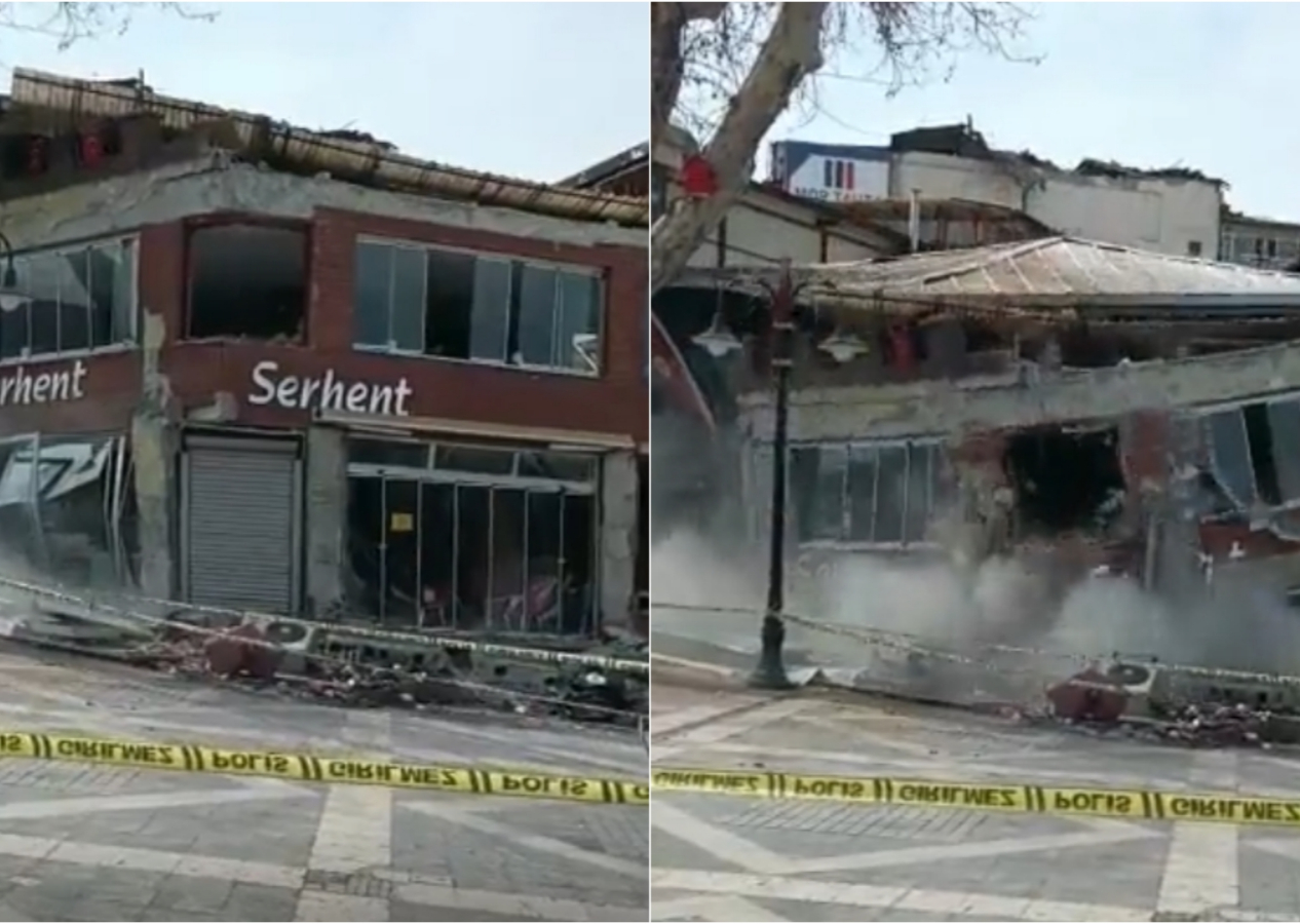 Malatya'daki deprem sonrası binanın yıkılış anı!