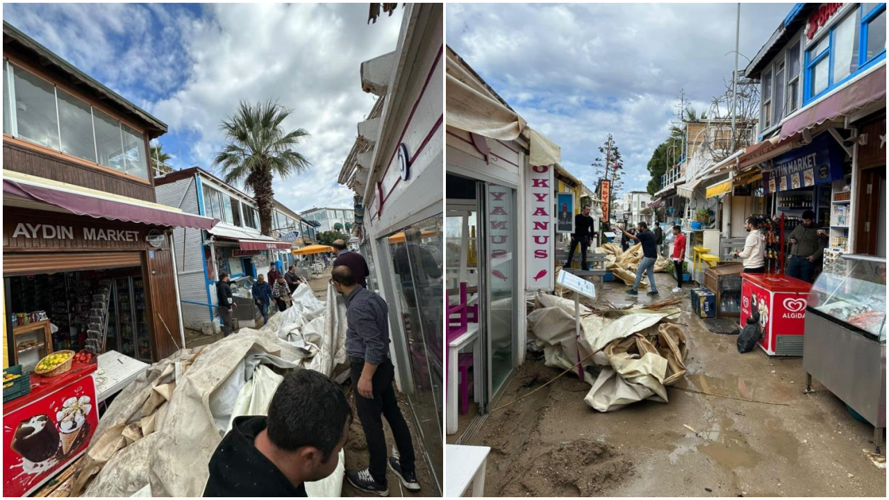 Bodrum'da fırtına felaketi! Kuvvetli fırtına çatıları uçurdu, camları kırdı!
