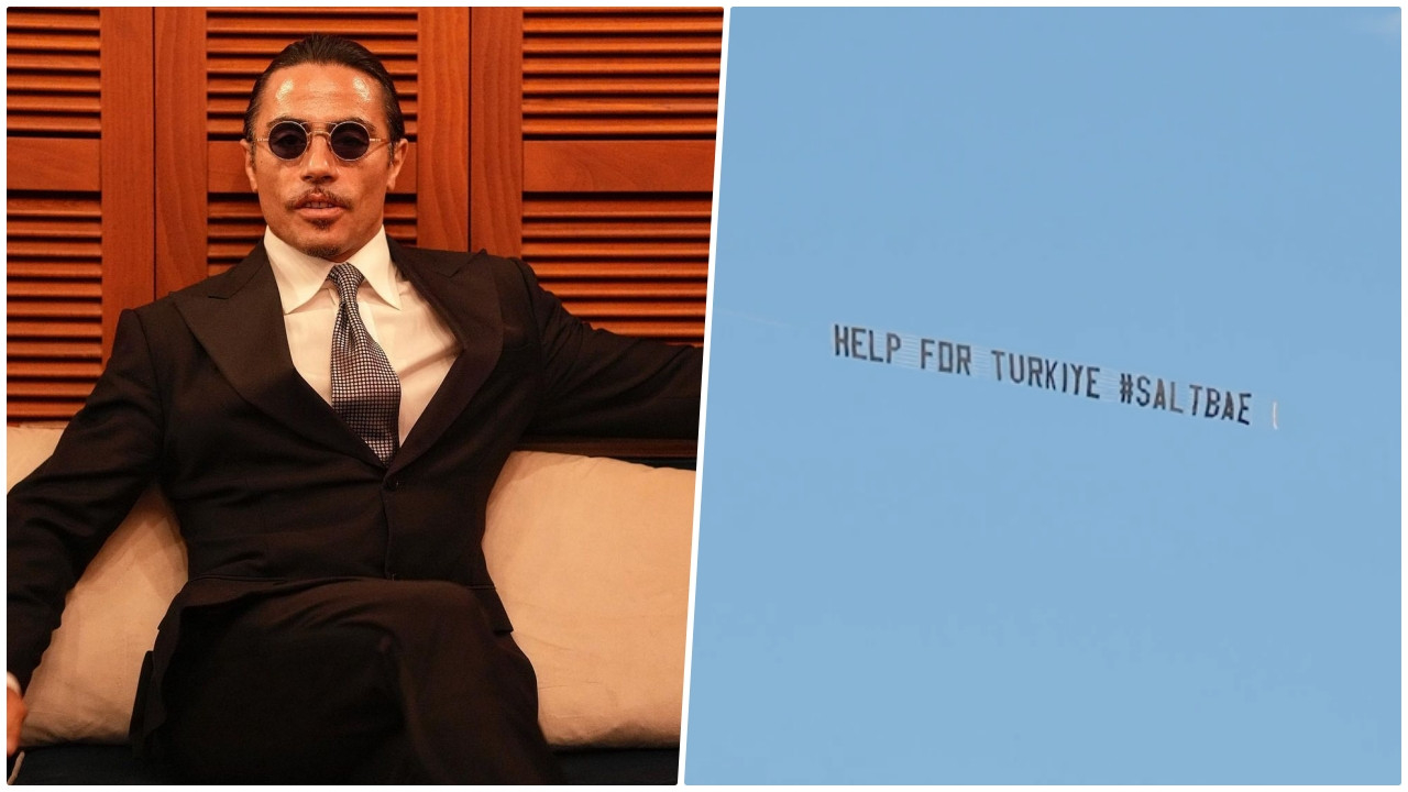 Nusret Gökçe gökyüzüne pankart açtırıp Türkiye için yardım istedi