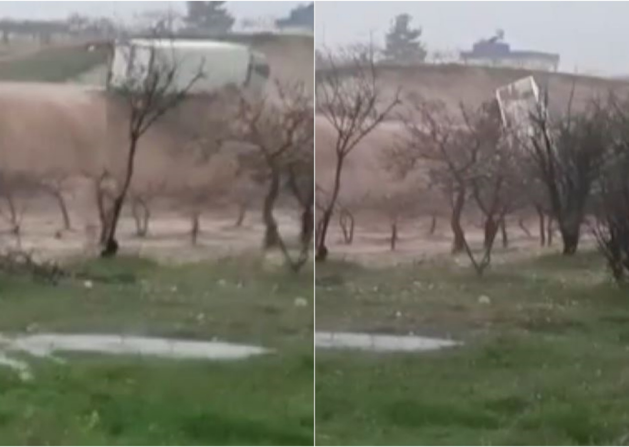Şanlıurfa'da sel sularına kapılan tır devrildi: Suda böyle sürüklendi