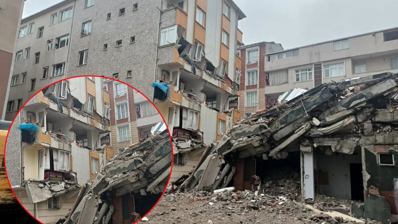 İstanbul Bahçelievler'de yıkımı yapılan bina çöktü! O anlar kamerada...