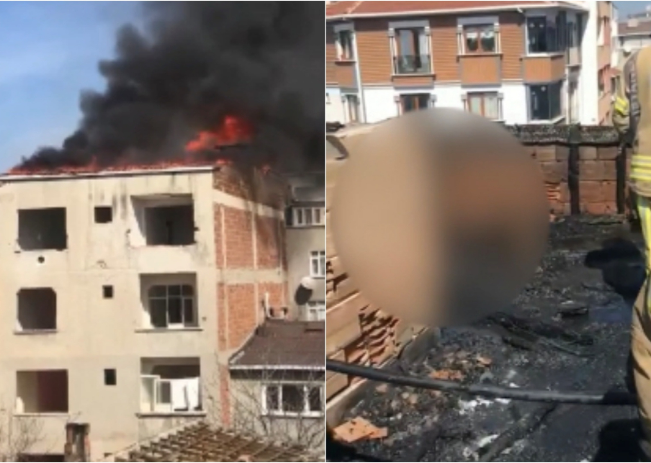 Terk edilmiş binada yangın çıktı: Yangının ardından çatı katında şok eden görüntüyle karşılaştılar