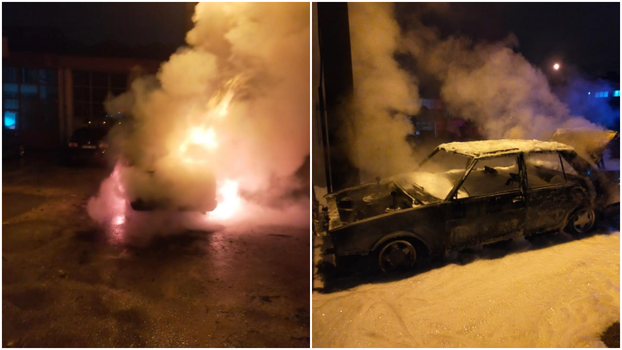 Bolu'da korkutan yangın! Otomobil alev alev yandı, geriye demirler kaldı