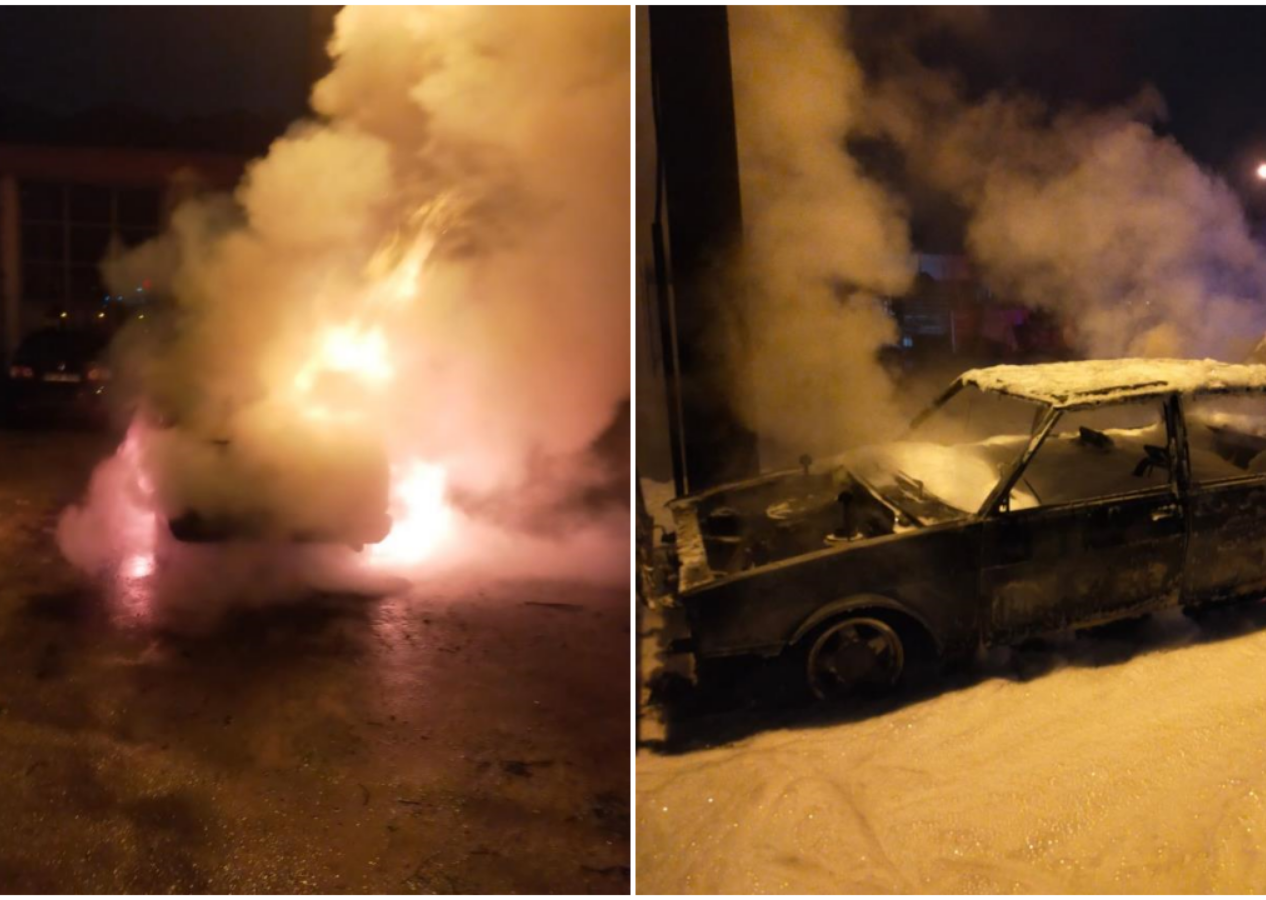 Bolu'da korkutan yangın! Otomobil alev alev yandı, geriye demirler kaldı