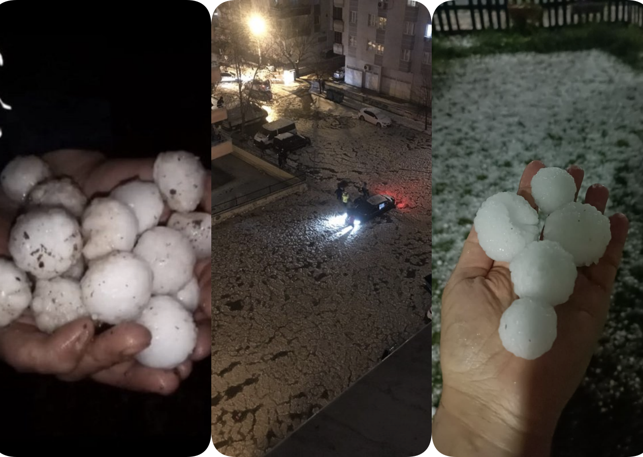 Gaziantep'te misket büyüklüğünde dolu yağdı!