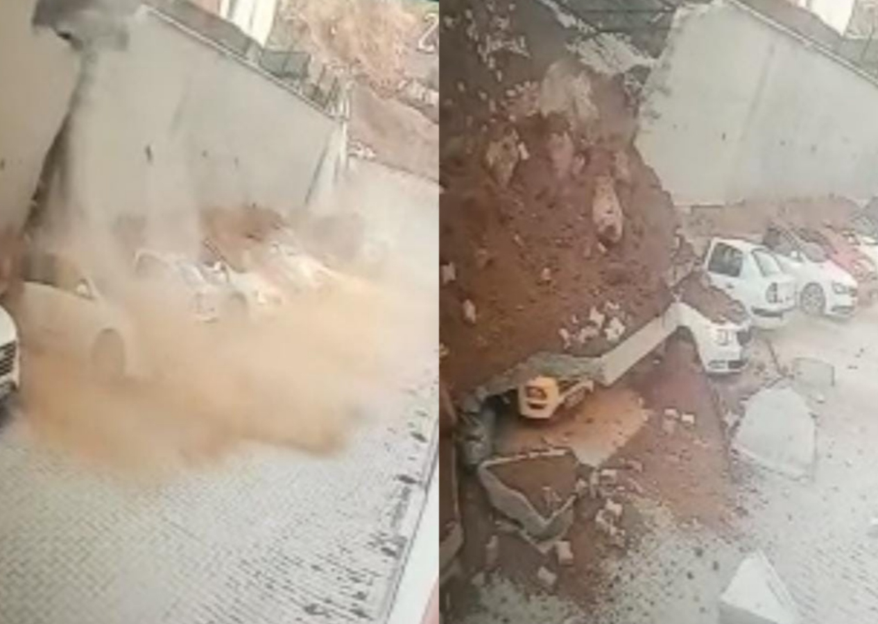 İstinat duvarı çökünce 11 araba bir anda enkaz altında kaldı