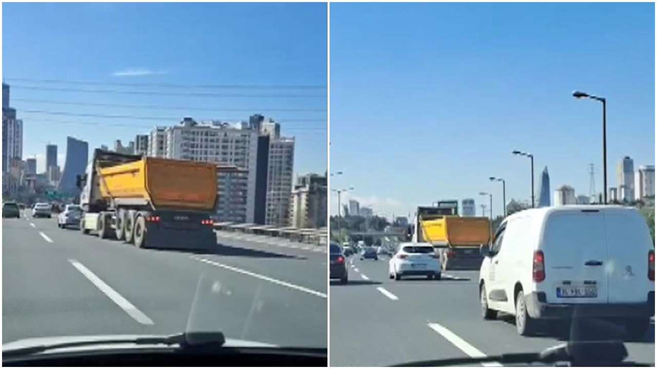 Trafikte makas atarak ilerleyen hafriyat kamyonu sürücüsüne 14 bin lira ceza!
