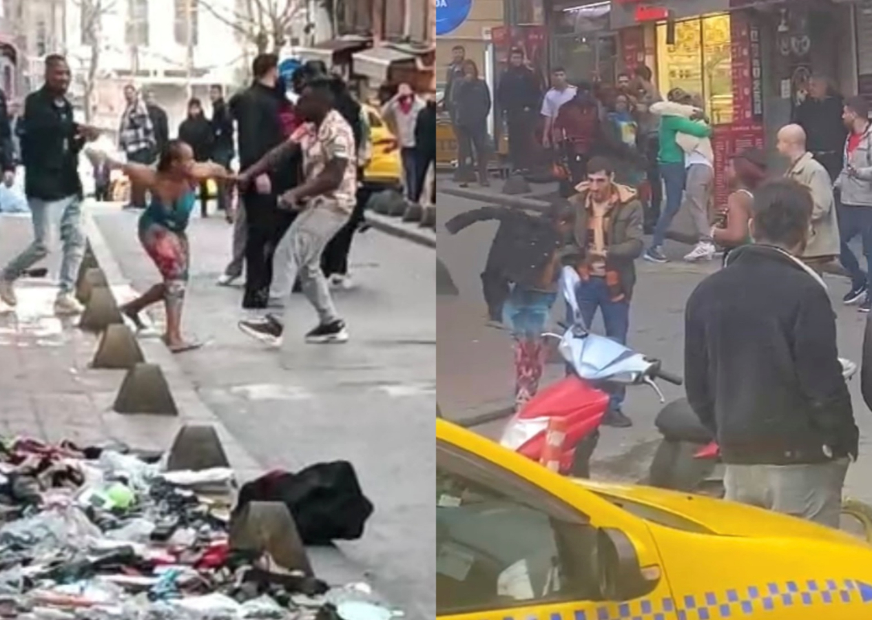 Taksim'de yabancı uyruklu iki grup arasında kavga çıktı: Yorulunca dinlenip tekrar kavga ettiler