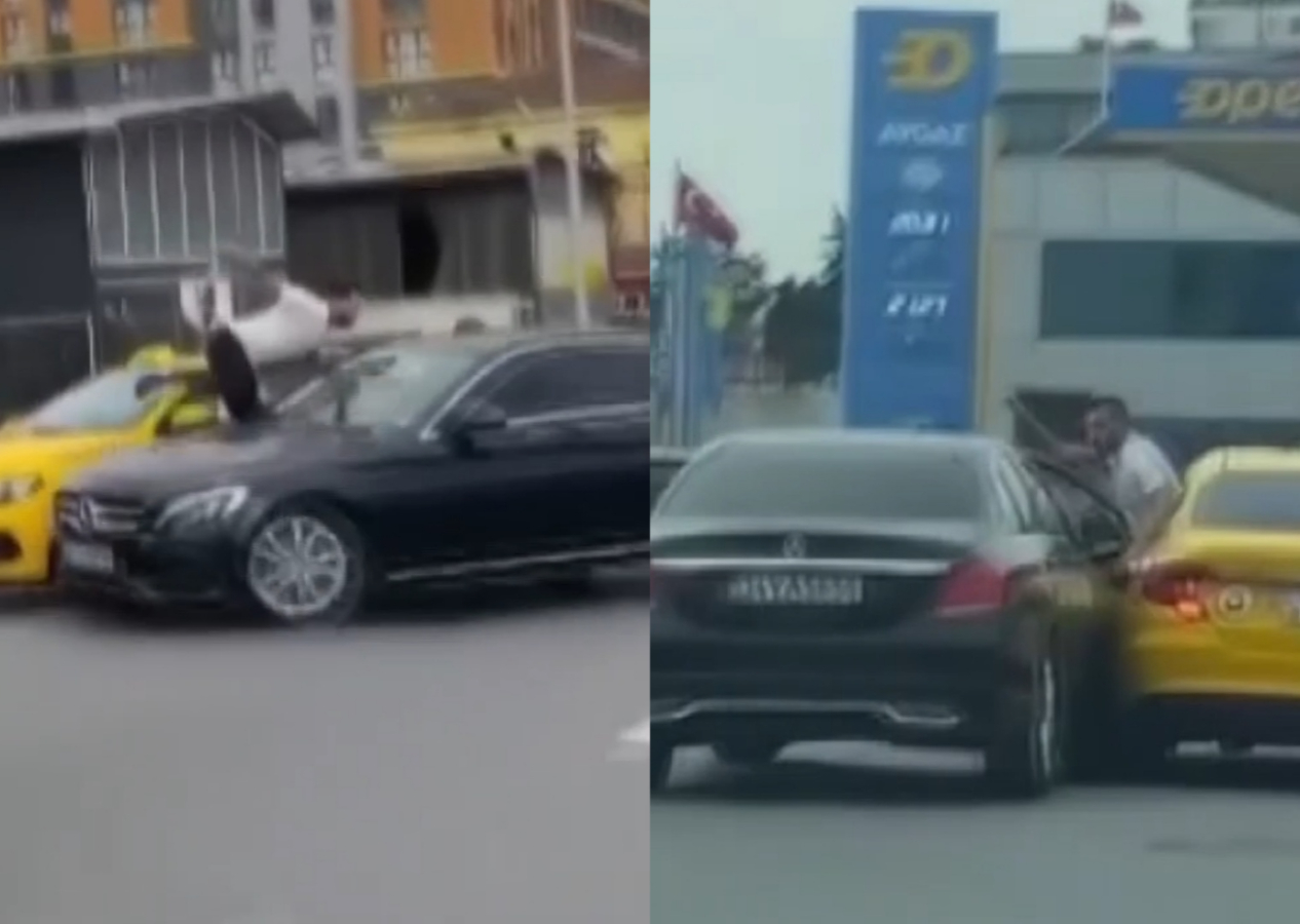 Korkunç anlar: Tartıştığı taksiciyi otomobiliyle ezmeye çalıştı!