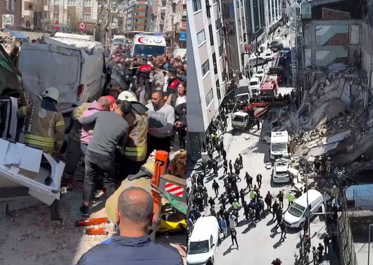 Güngören'de boş bina araçların üzerine çöktü! Bir kişi yaralı kurtarıldı!