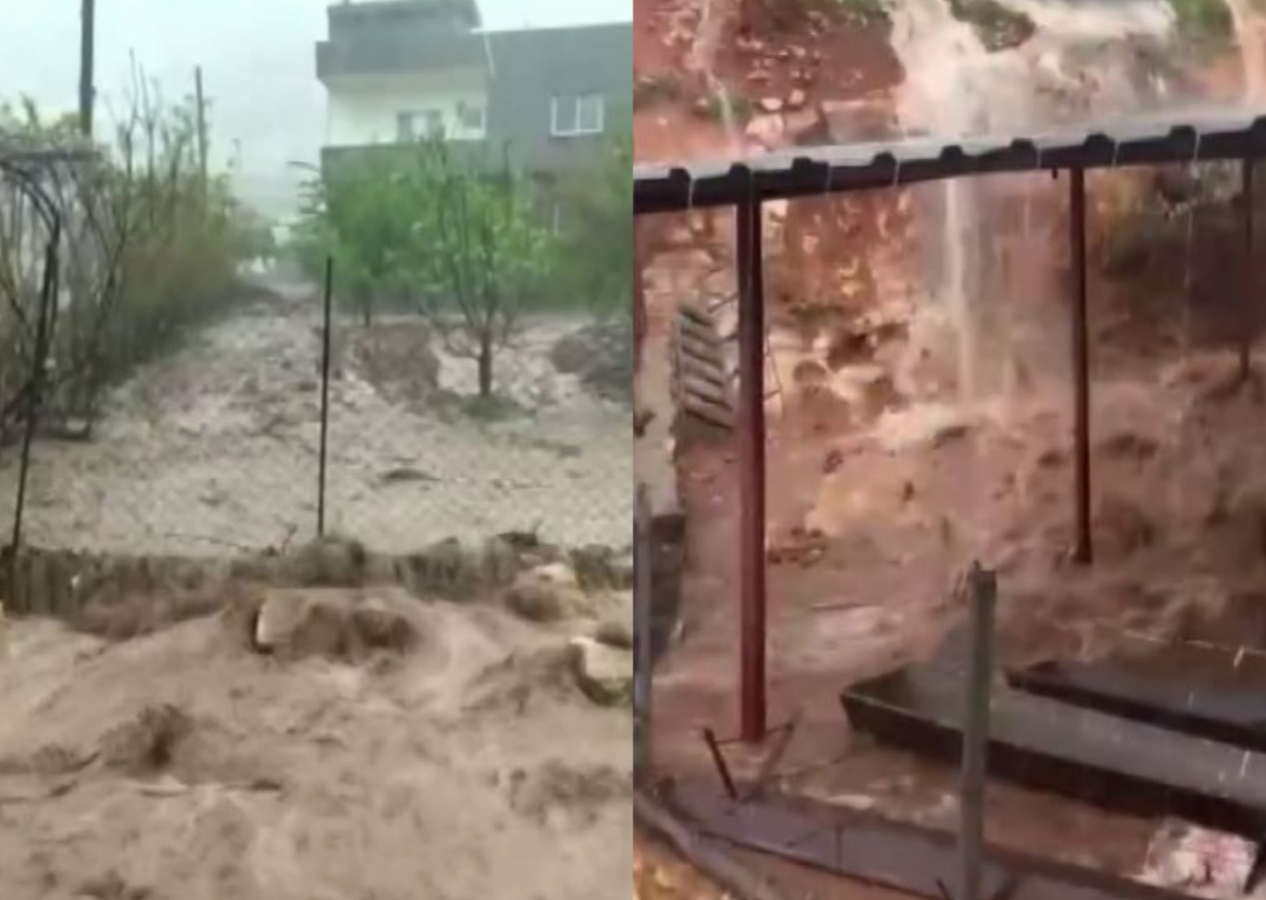 Mardin'de şiddetli yağmur! Dükkanları su bastı, caddeler göle dönüştü