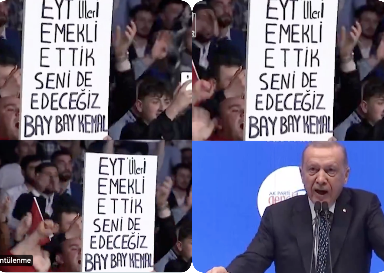 Cumhurbaşkanı Erdoğan'ın gençlerle buluşmasında salonu coşturan pankart: Sıra sende Bay Bay Kemal!