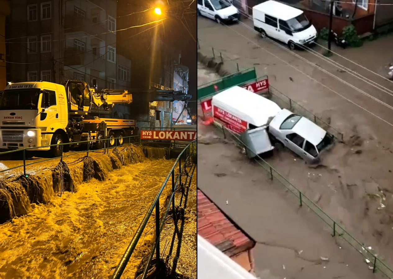 Ege Bölgesi'nde şiddetli yağış hayatı felç etti! Araçlar sürüklendi, caddeler göle döndü...