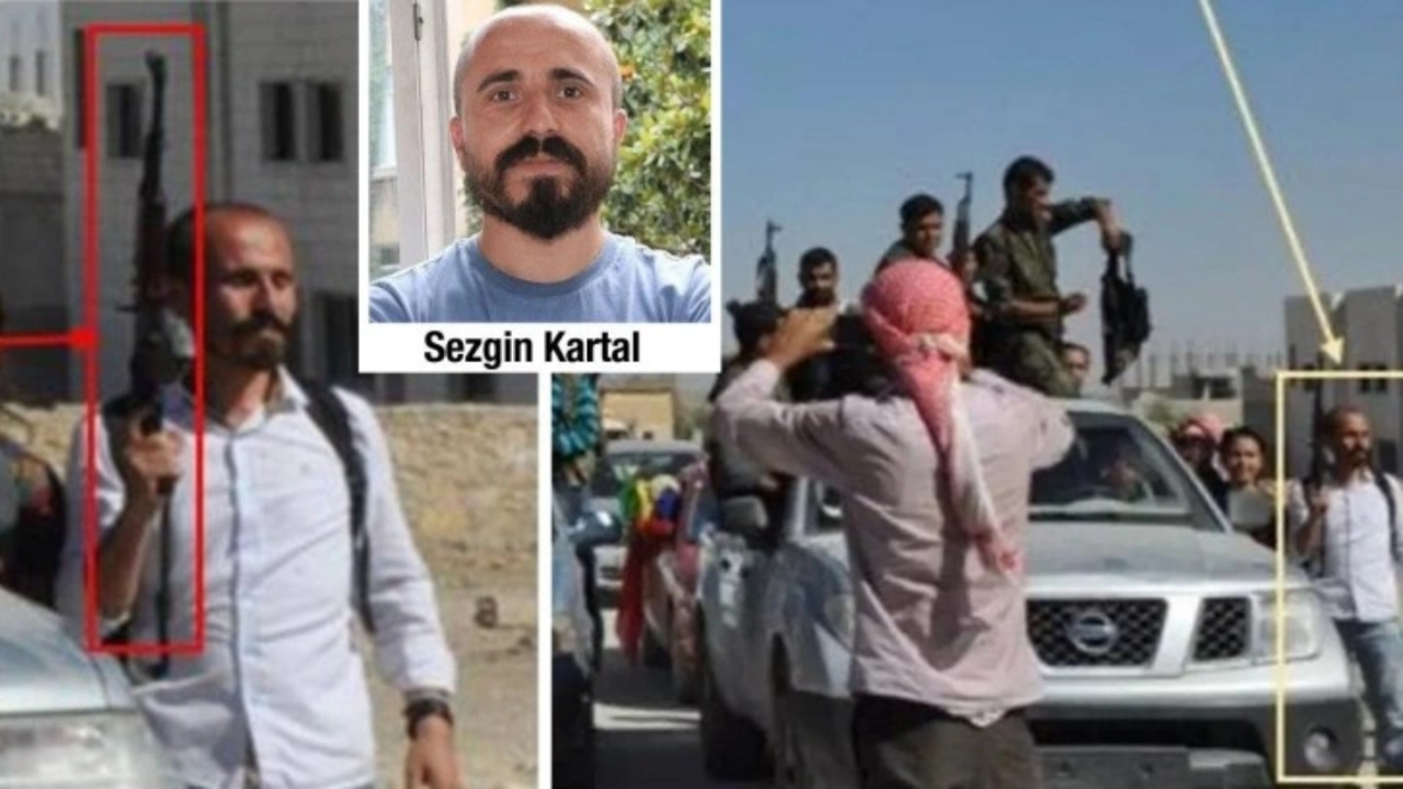 Sözde gazeteci Sezgin Kartal elinde kalaşnikofla YPG'li teröristlerle! İşte skandal görüntüler...
