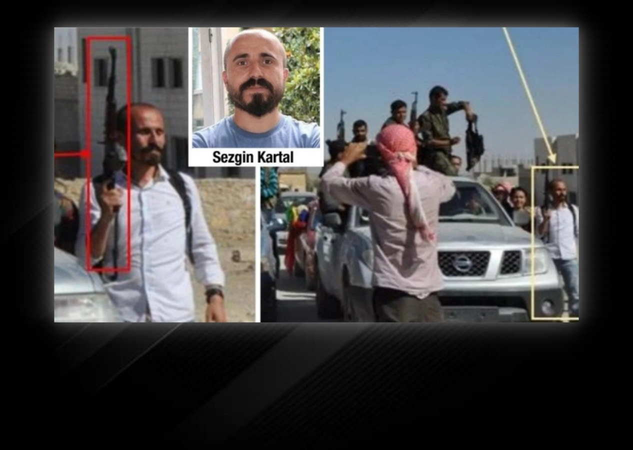 Sözde gazeteci Sezgin Kartal elinde kalaşnikofla YPG'li teröristlerle! İşte skandal görüntüler...