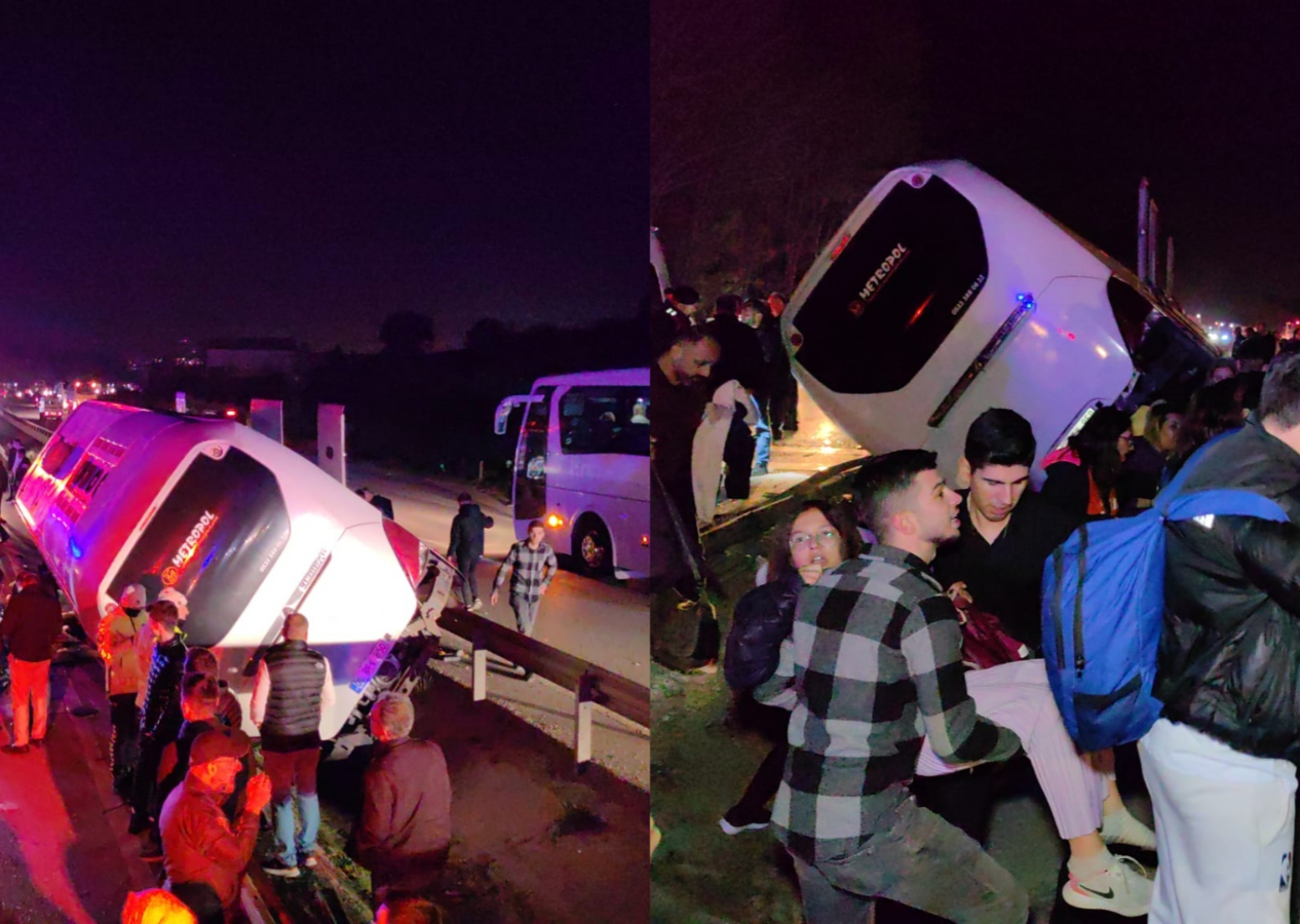 Bursa'da öğrencileri taşıyan otobüs devrildi: 3 ölü, 44 yaralı
