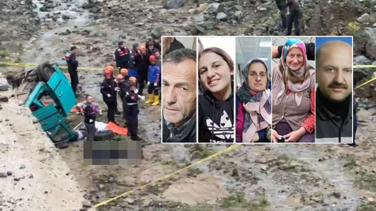 Rize'de dereye uçan araçta ölen 5 kişi toprağa verildi