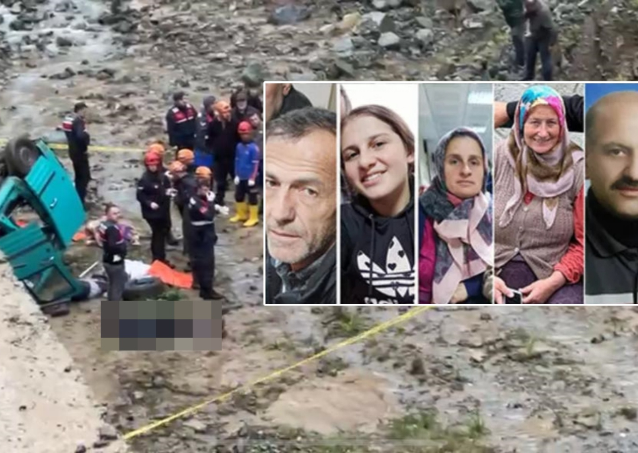 Rize'de dereye uçan araçta ölen 5 kişi toprağa verildi