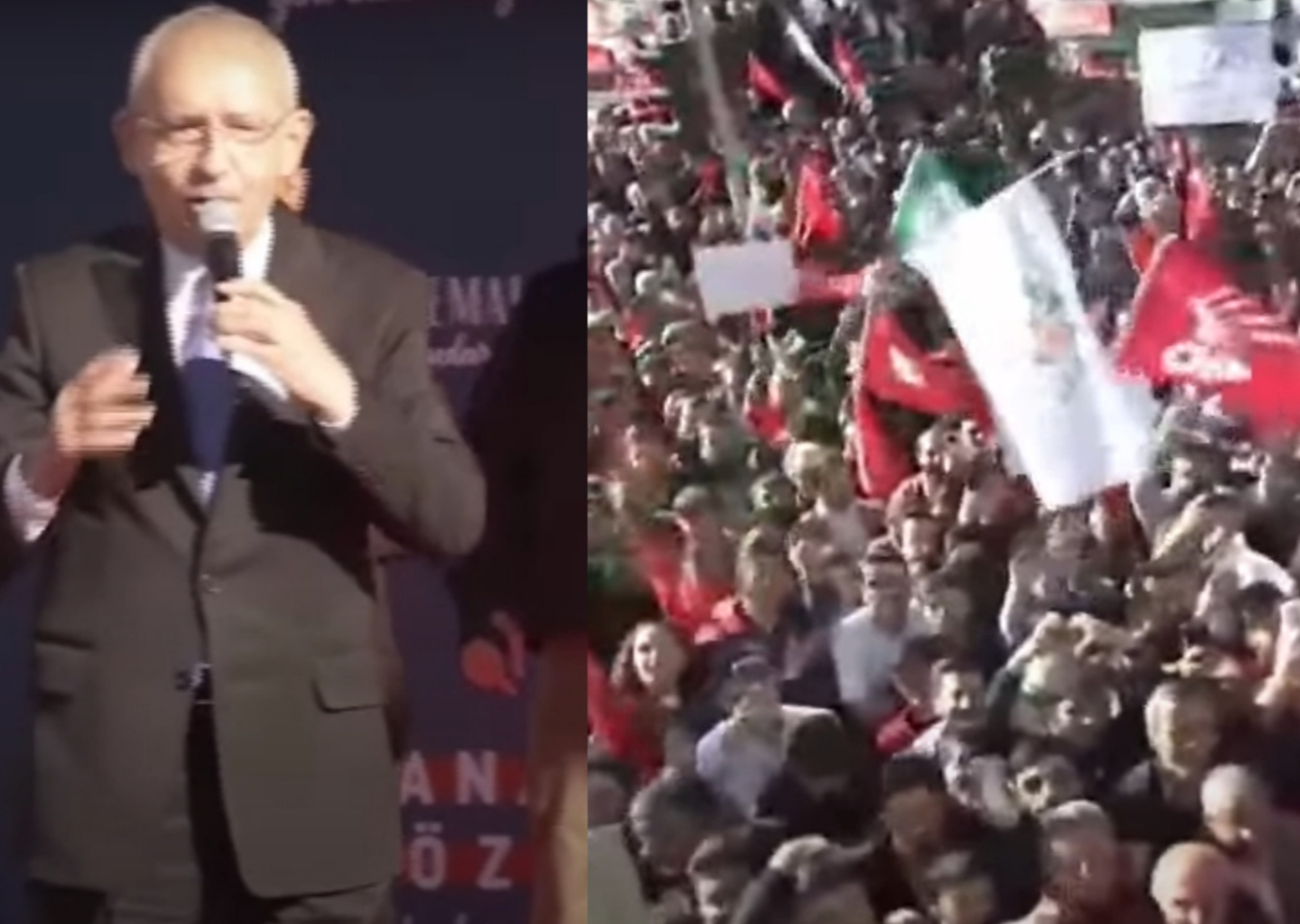 Kılıçdaroğlu'nun Van mitinginde HDP ve CHP bayrakları yan yana