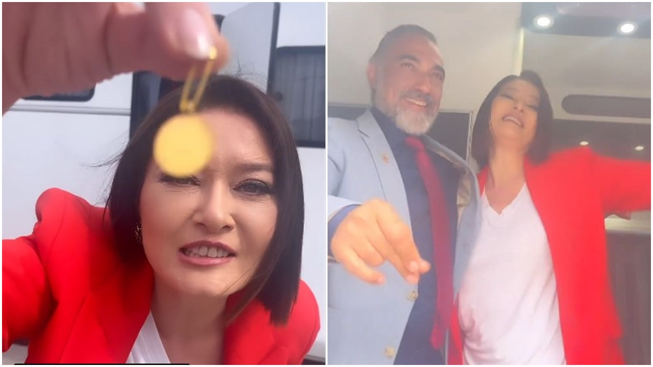 Veda Mektubu'nun Alanur ve Ziya'sından eğlenceli anlar! Nurgül Yeşilçay yeni evlenen rol arkadaşı Selim Bayraktar’a takı merasimi yaptı