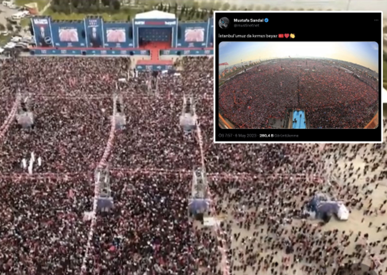 CHP alanı dolduramadı, Mustafa Sandal AK Parti'nin miting fotoğraflarıyla kendisini avuttu