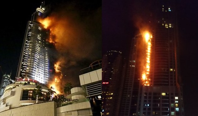 Dubai'deki Torch kulesinde korkutan yangın...