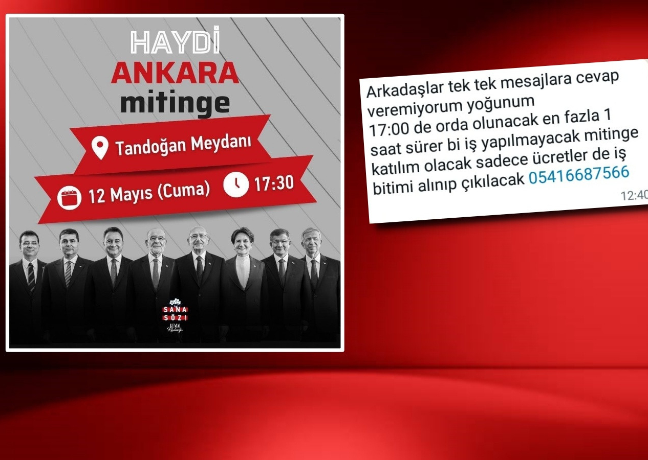 Millet İttifakı'nın Ankara mitingi öncesi şok mesaj ifşa oldu! Parayla adam topluyorlar...