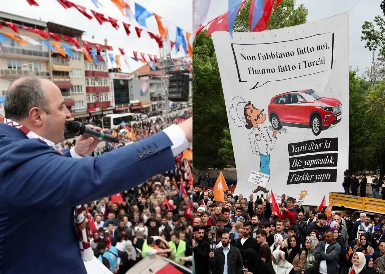 Bakan Mustafa Varank o pankartı gösterdi! ''İtalyanlar ne diyor biz yapmadık! Türkler yaptı, diyor"