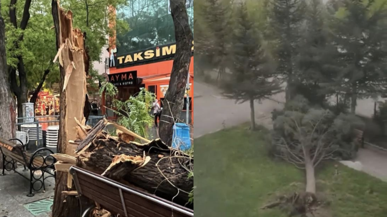 Ankara'da şiddetli fırtına:  Cami minareleri yıkıldı