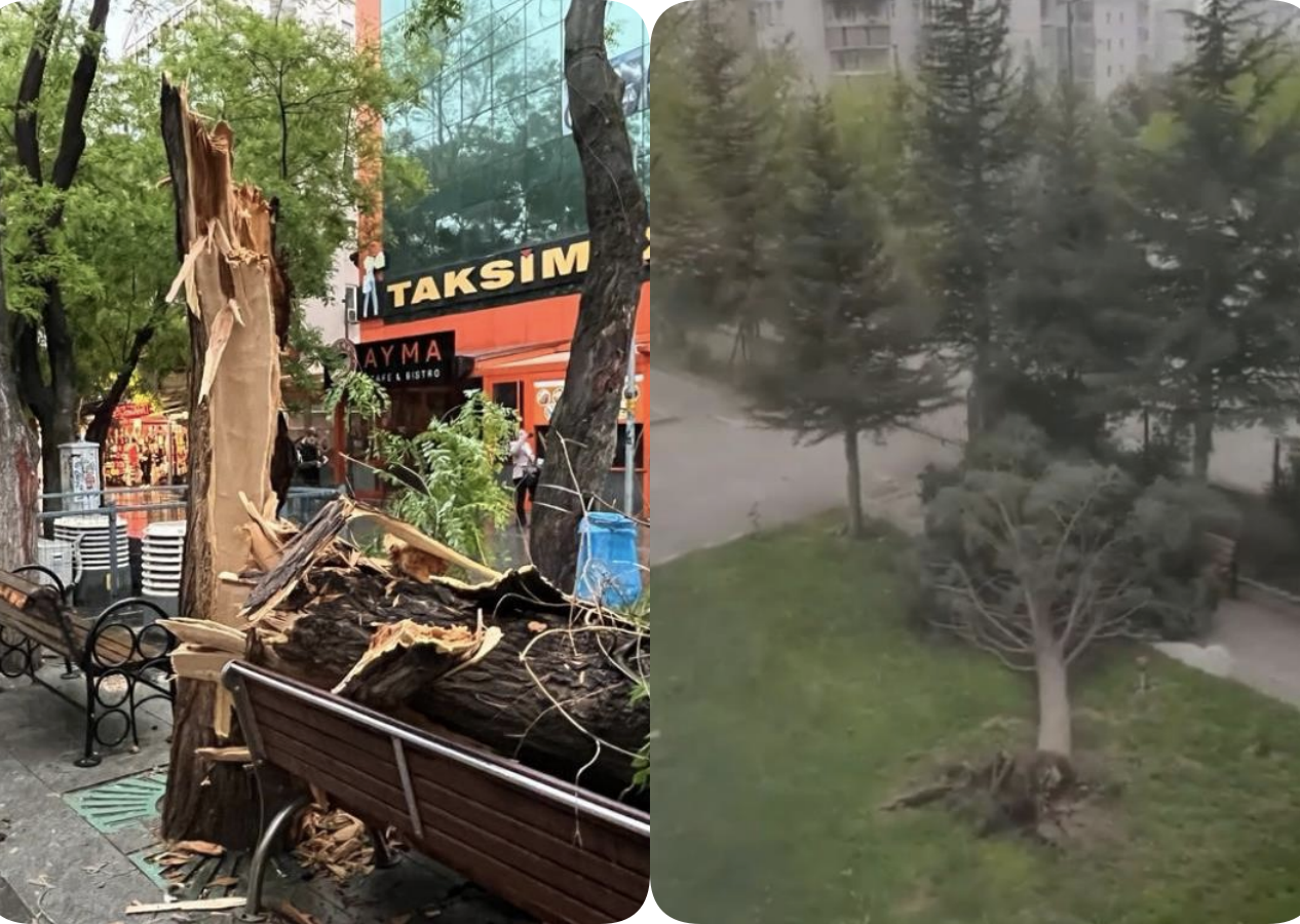 Ankara'da şiddetli fırtına:  Cami minareleri yıkıldı