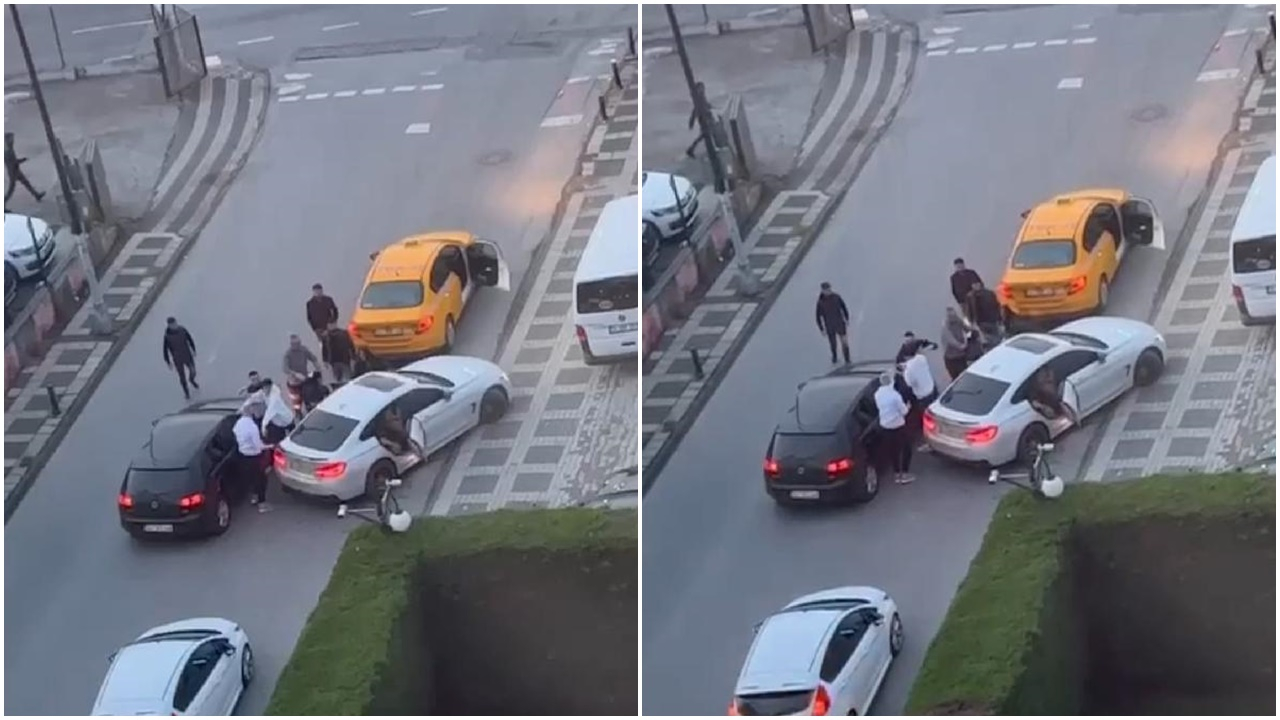 Yol verme tartışmasında tansiyon yükseldi! Trafikte yumruk yumruğa kavga
