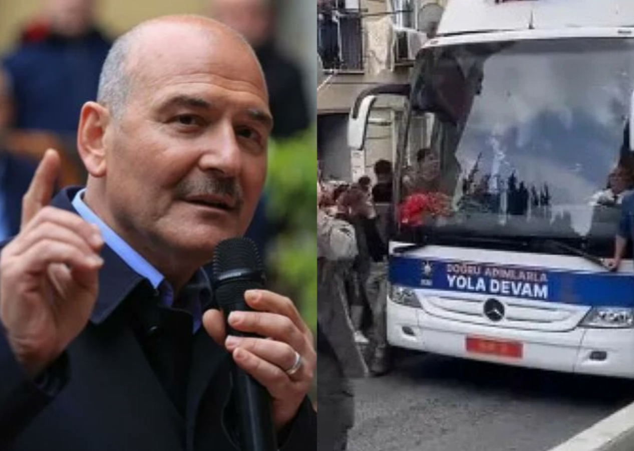 Süleyman Soylu, Beyoğlu'nda seçim otobüsüyle gezerken 'İlle de Roman Olsun' şarkısını söyledi
