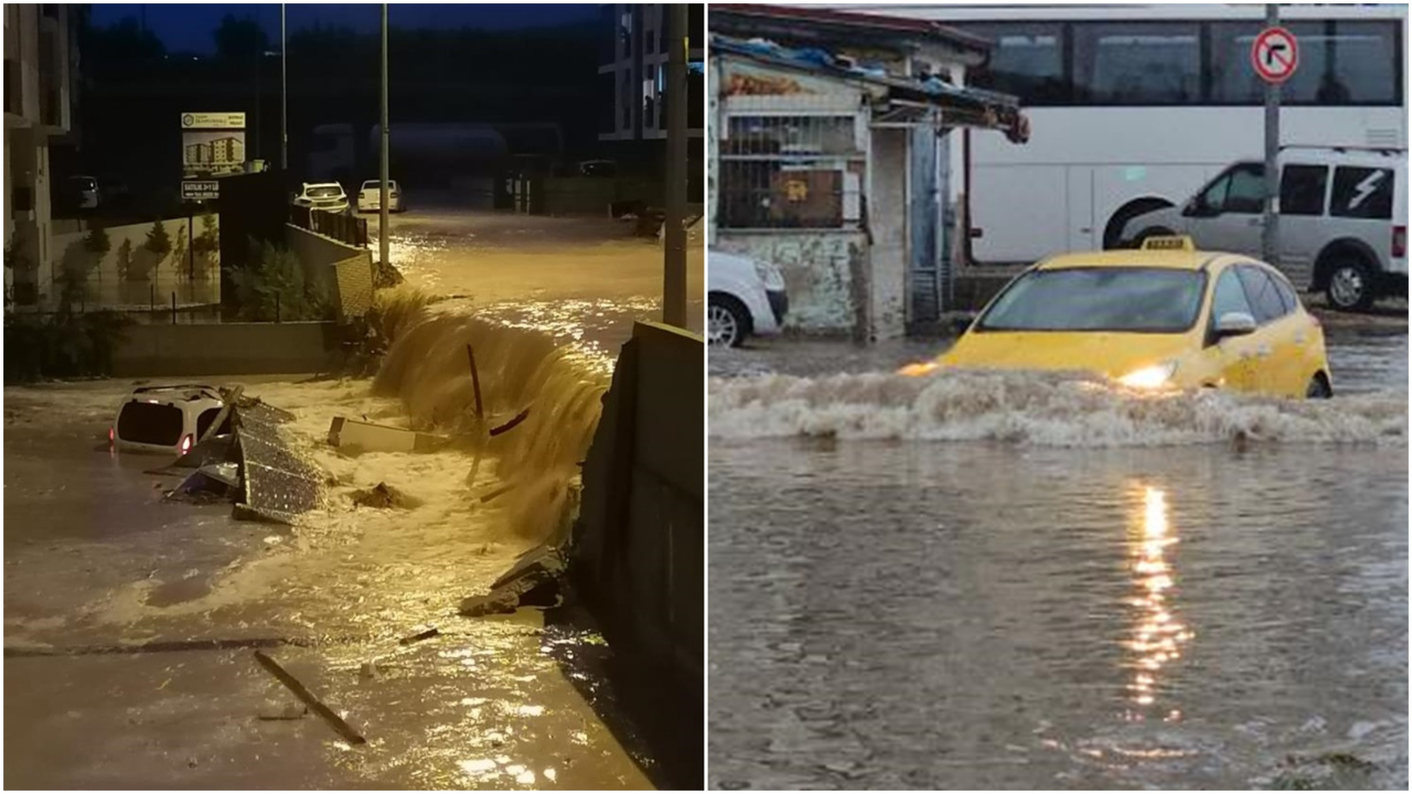 Meteoroloji turuncu kodla uyardı! Adana ve Mersin'de kuvvetli yağış: Yollar göle döndü, araçlar suya gömüldü