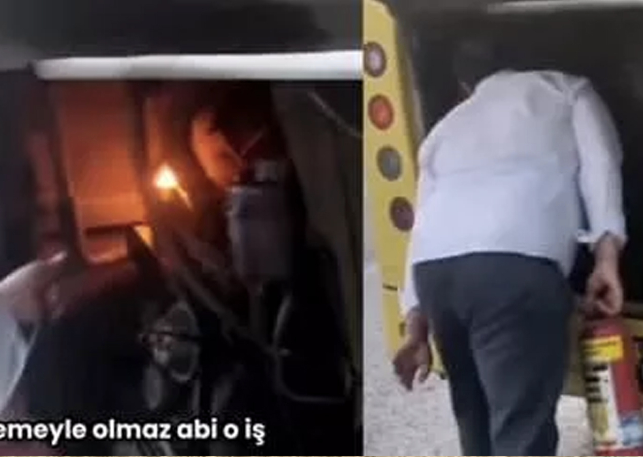 Bakımsız İETT otobüsünde yangın çıktı, şoför üfleyerek söndürmeye çalıştı