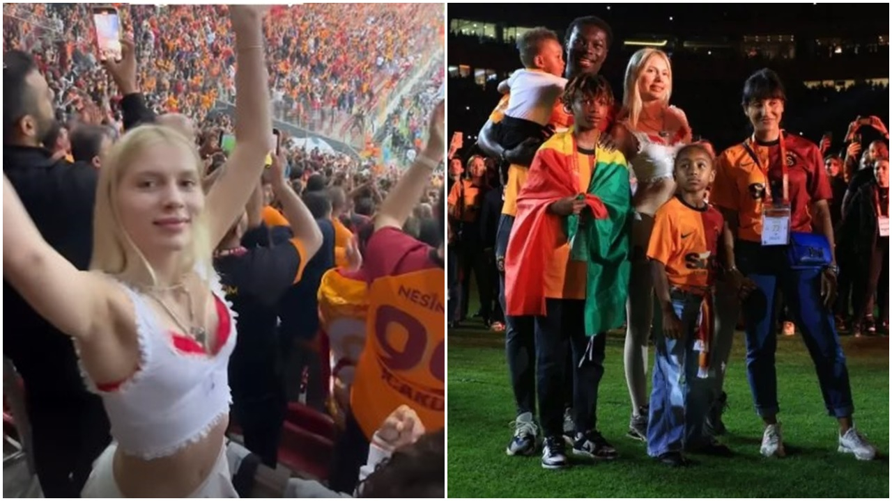 Galatasaray'ın şampiyonluk kutlamalarında Aleyna Tilki, Bafetimbi Gomis ve ailesiyle sahneye çıktı! Spikerlerin yorumu dikkat çekti
