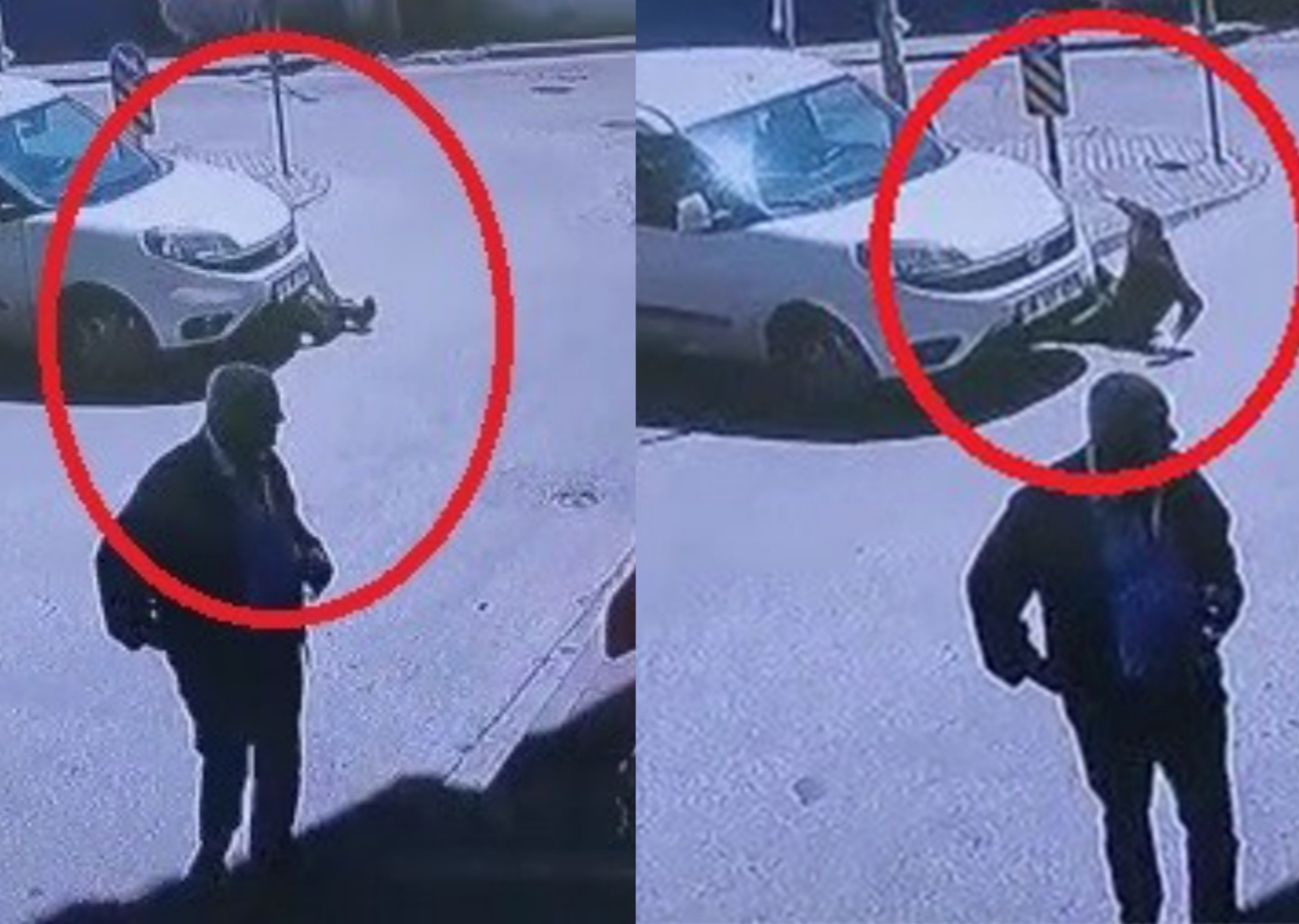 Kan donduran anlar: Çarptığını fark etmediği yayanın üzerinden geçti!