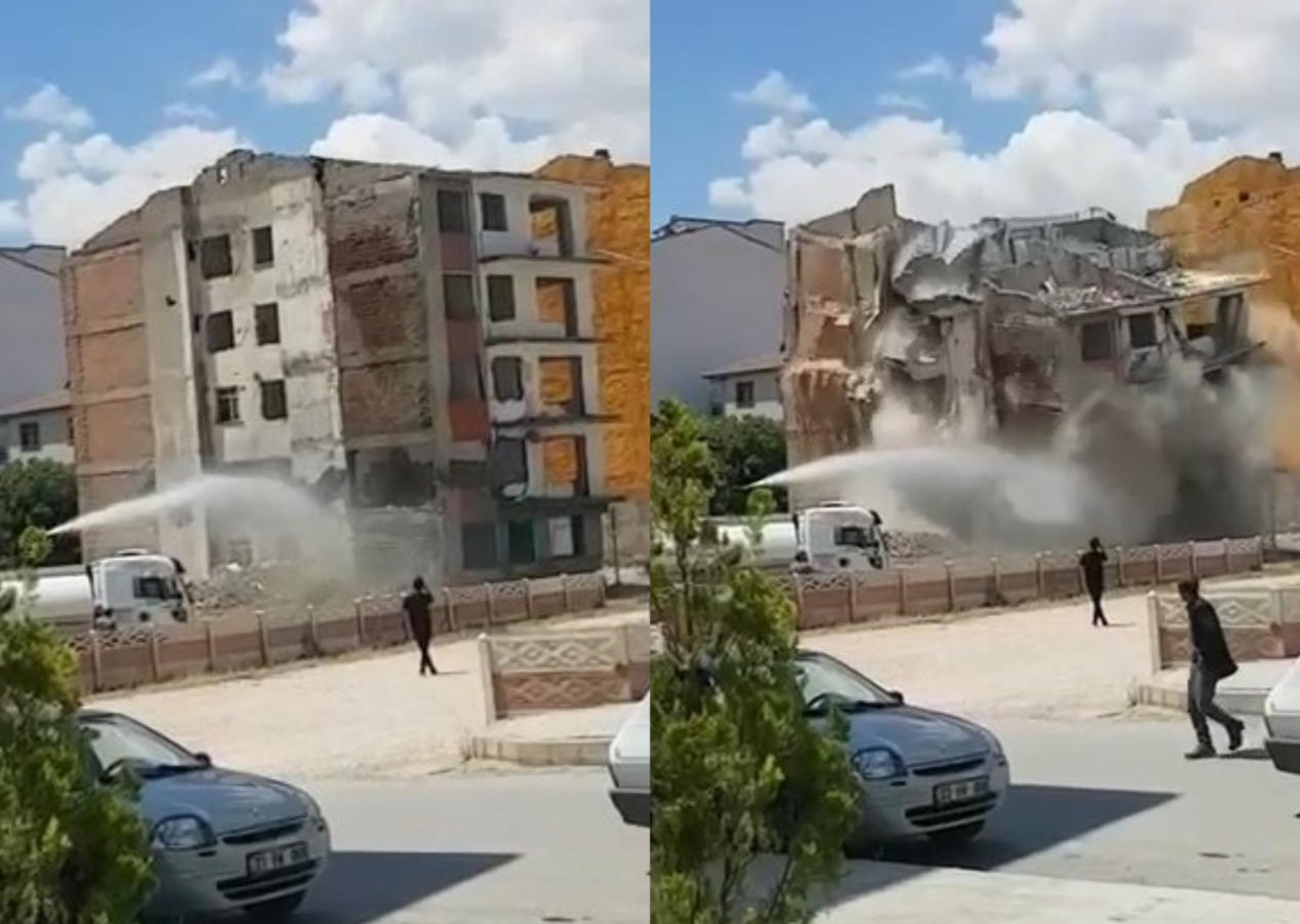 Elazığ'daki 5 katlı bina korna sesi kullanılarak yıkıldı!