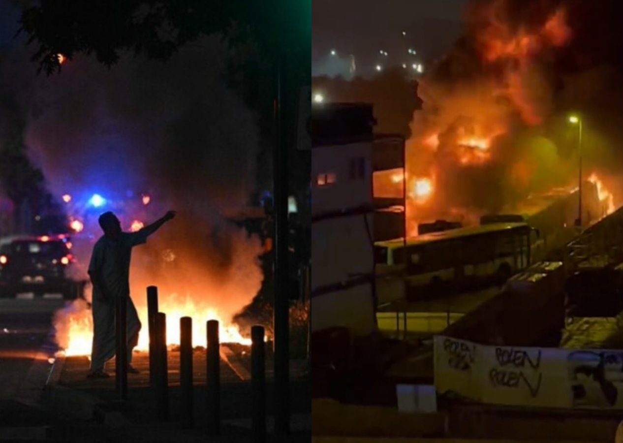 Fransa'da otobüsler böyle ateşe verildi