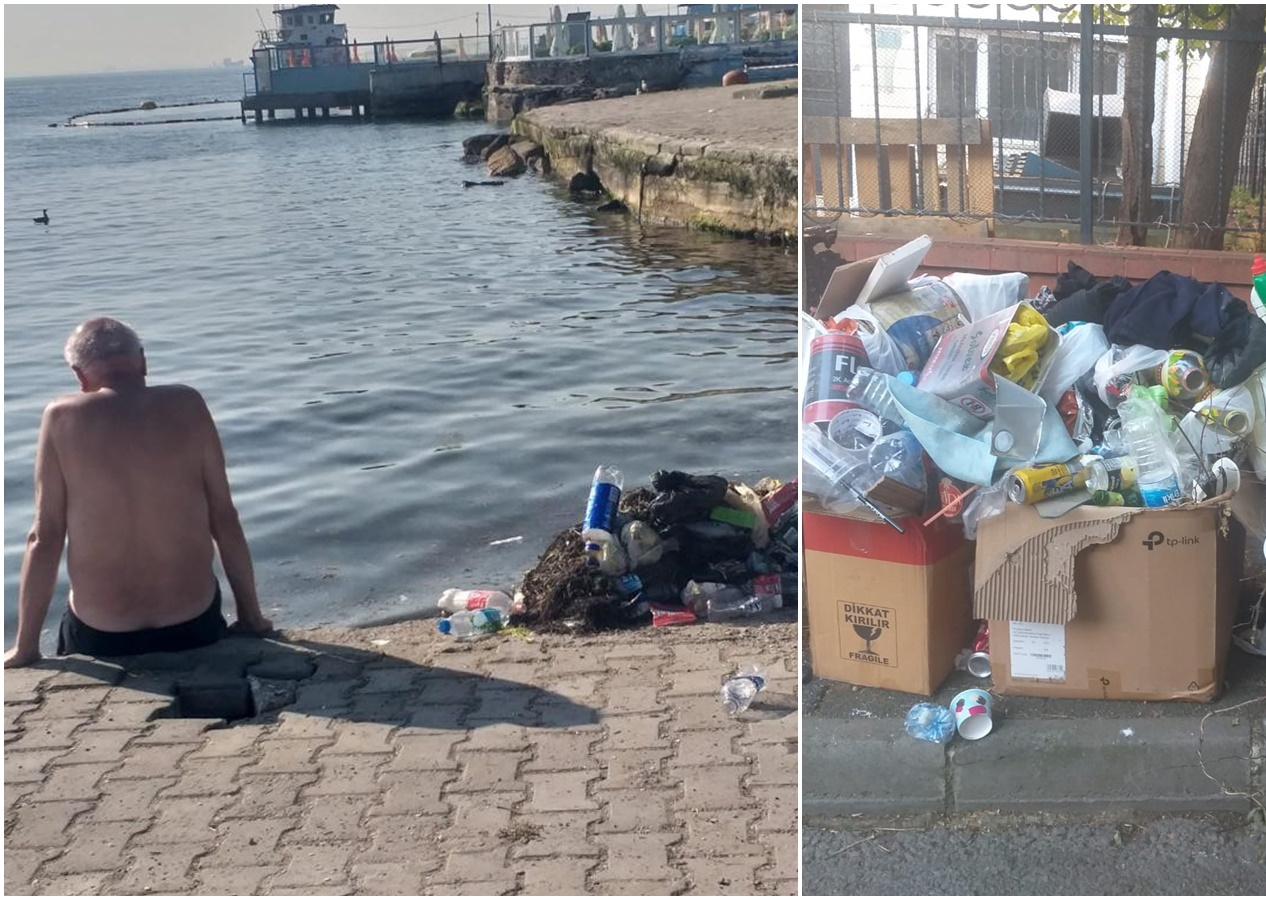 CHP'li Adalar Belediyesi, vatandaşların çöp yığınları içinde denize girmesine göz yumdu!