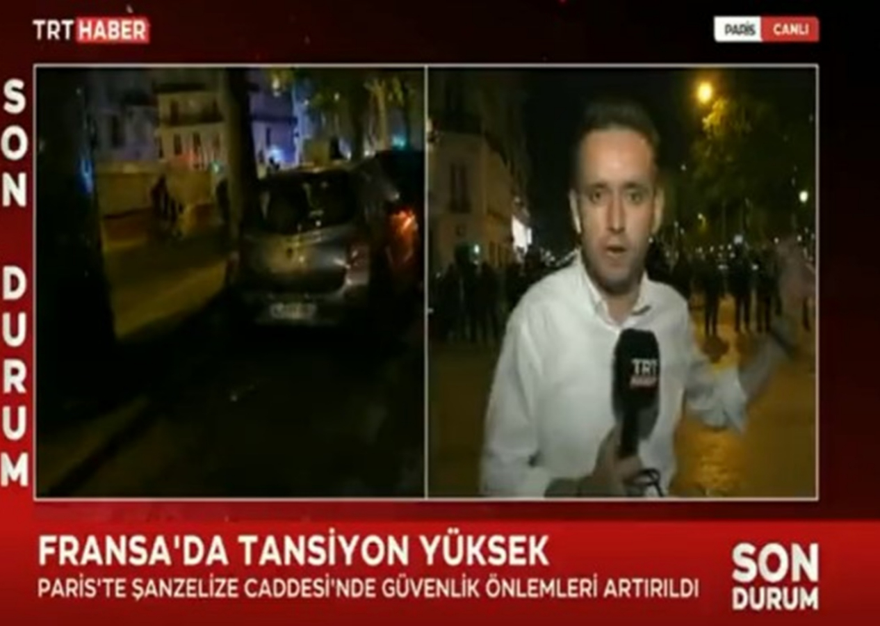 Fransa'da polis memuru TRT muhabirine Türkçe uyarı yaptı!