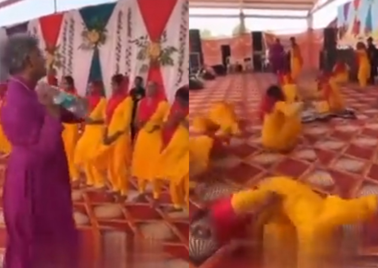 Hindistan'da kadınlara özel bir garip vaftiz töreni: Kutsal suyu atınca kendilerinden geçtiler