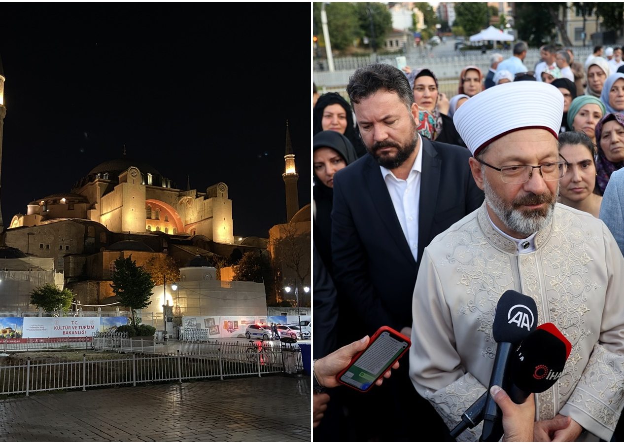 Diyanet İşleri Başkanı Erbaş, çağrıda bulundu! Ayasofya-i Kebir Cami-i Şerifi'nin ibadete açılışının üçüncü yıl dönümünde vatandaşlar camiye akın etti