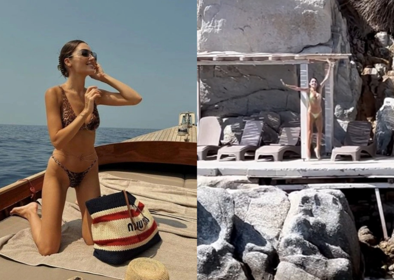 Hande Erçel paylaştığı bikinili videosuyla hayran bıraktı! Zıplayarak kameralara poz verdi