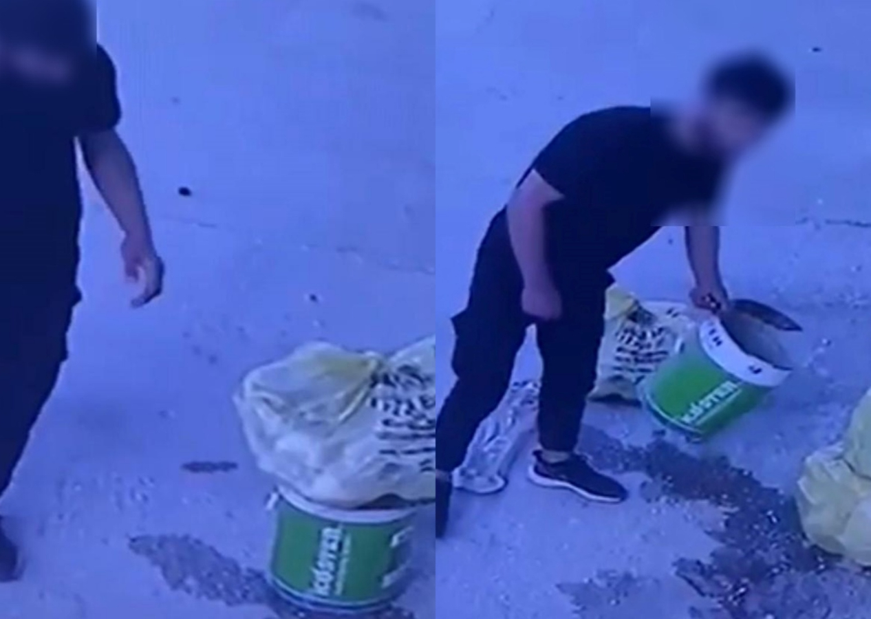 Bunu da gördük: Çöp kovasını çaldı...