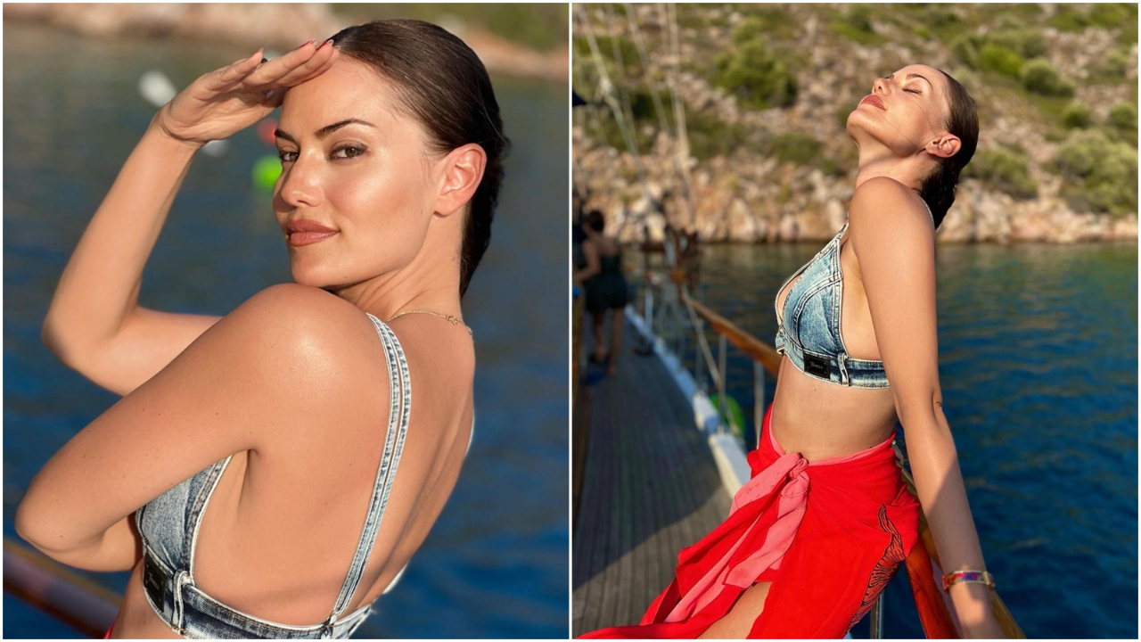 Fahriye Evcen'den teknede havalı pozlar!