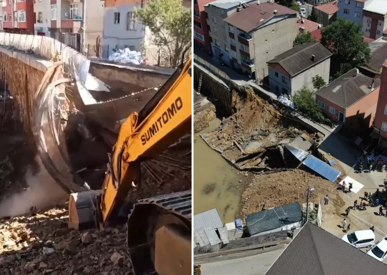İstanbul'da korku dolu anlar: AK Parti'nin önerge verdiği yol çöktü! Çevre binalar boşaltıldı...