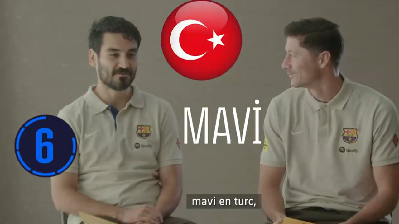 İlkay Gündoğan, Lewandowski'ye Türkçe öğretti: Mavi mavi masmavi
