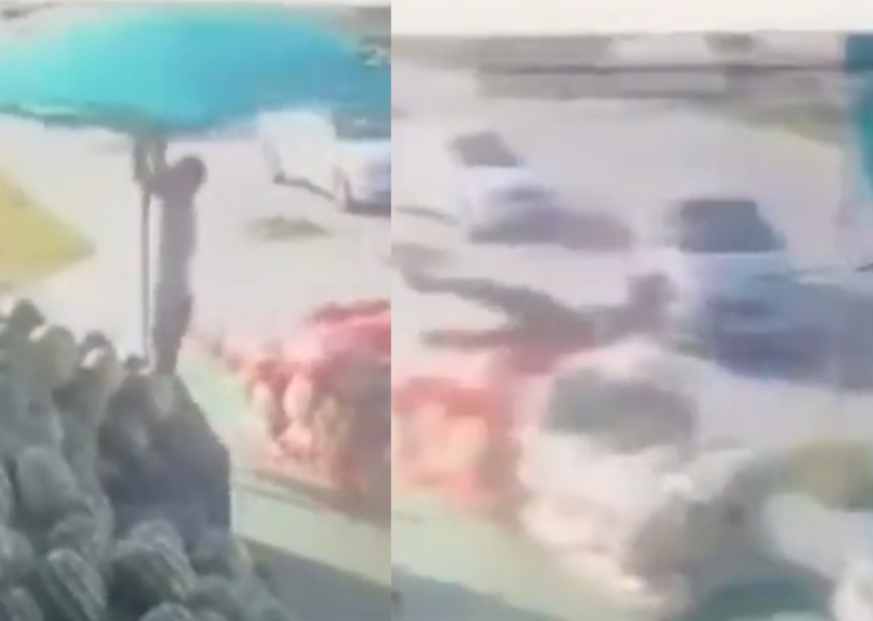 İkinci şemsiye vakası! Şemsiyeyi tutmak isteyen manav havaya uçtu!