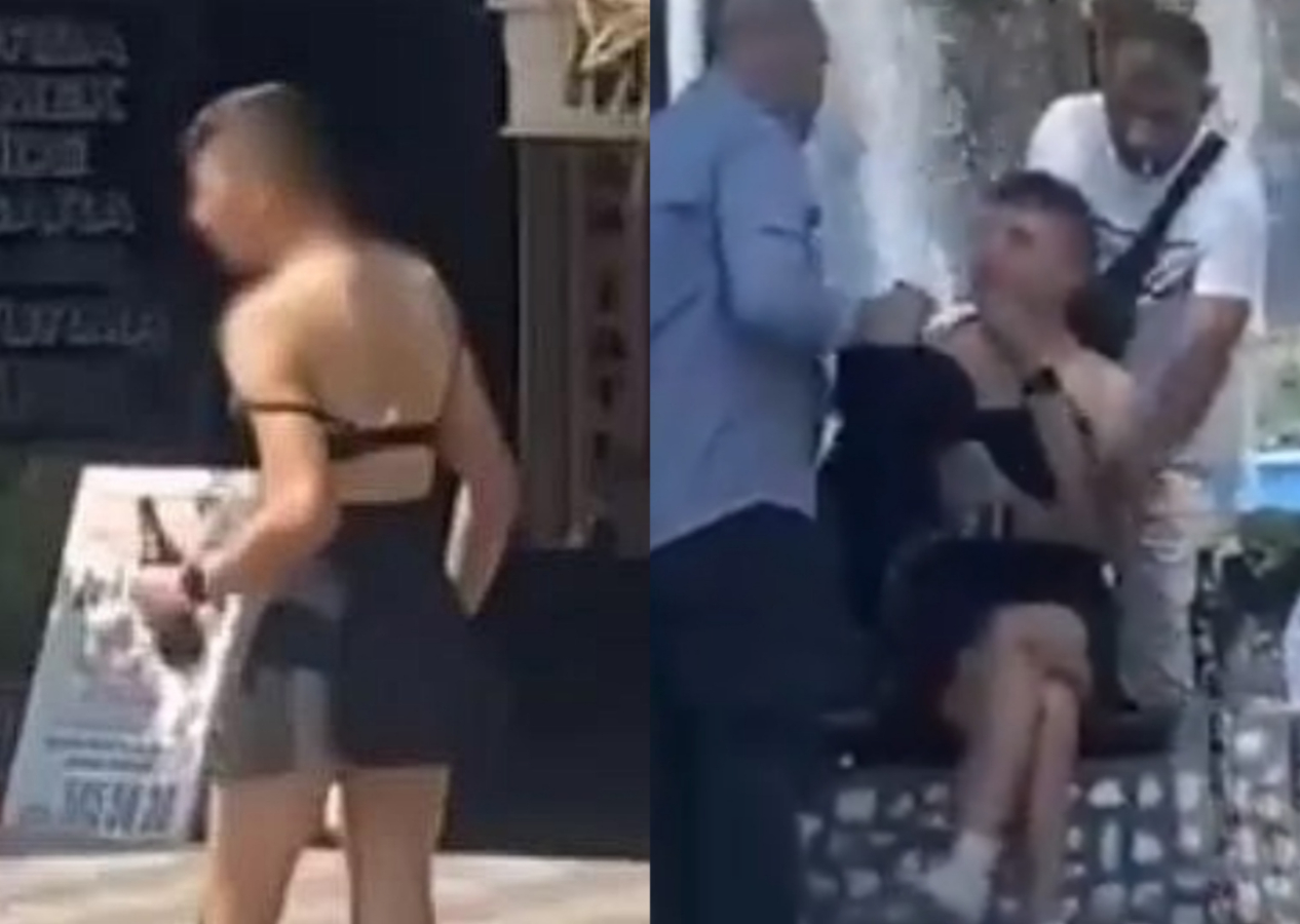 Kadın iç çamaşırıyla sokakta dolaştı: Çevredekiler tepki gösterip üstündekileri zorla çıkarttılar