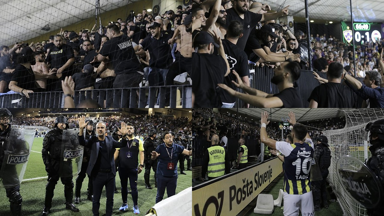 Maribor - Fenerbahçe maçında ortalık karıştı! Mücadele 32 dakika durdu...